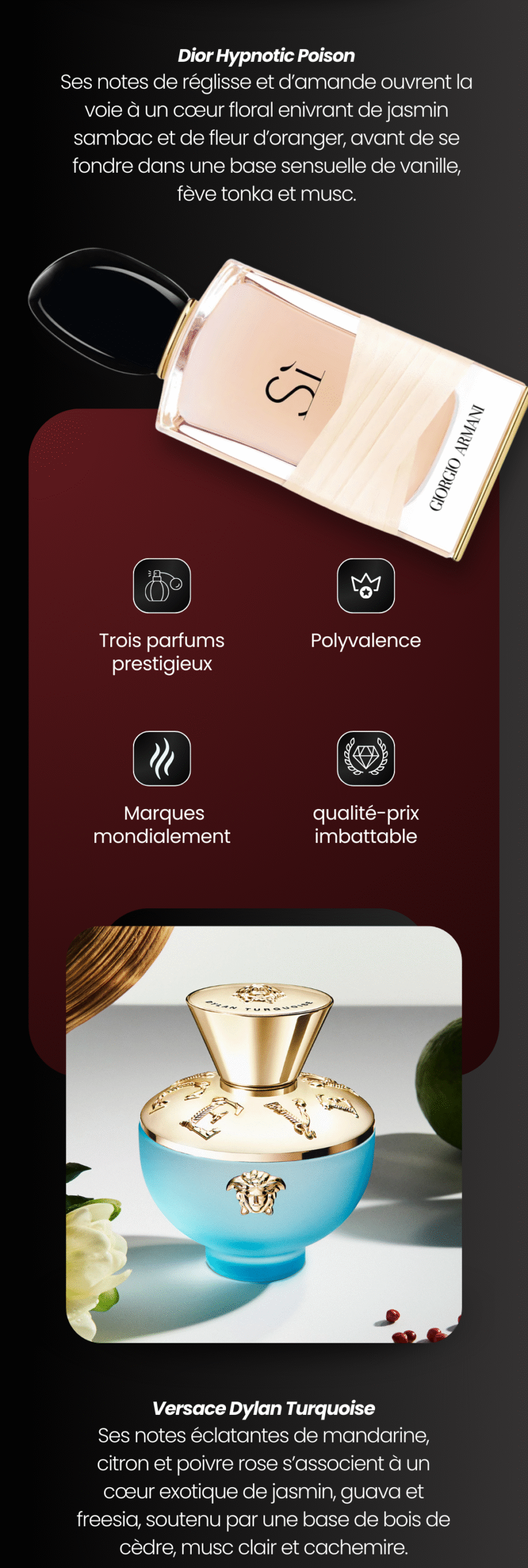 Dior Hypnotic Poison, Giorgio Armani SÌ et Versace DYLAN Turquoise 11 1 LP DIOR HYPNOTIC VICENTE03 scaled