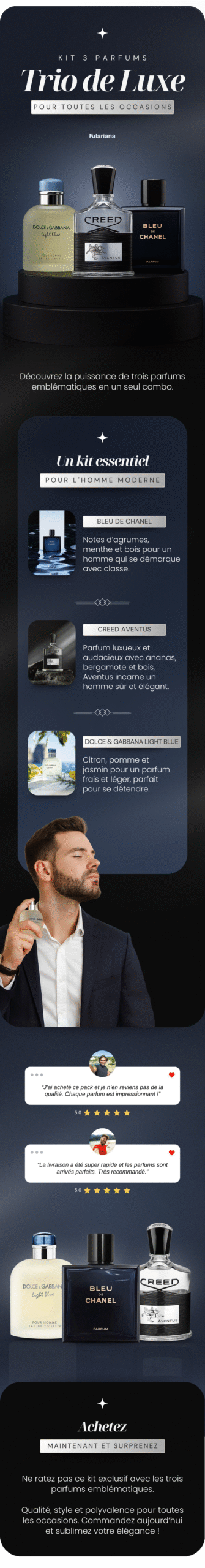 Bleu de Chanel, Creed Aventus, Dolce Gabbana Light Blue 6 LP PERFUMES 2 VICENTE scaled